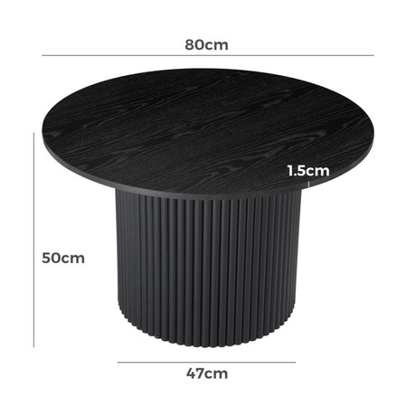Luxe Ribbed Texture Wooden Coffee Table — Natural and Black — Allure Home Collections