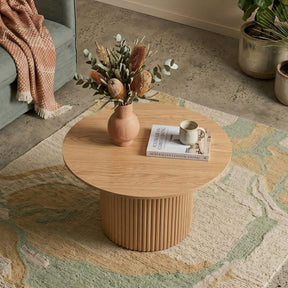 Thornton natural timber coffee table in a modern living room