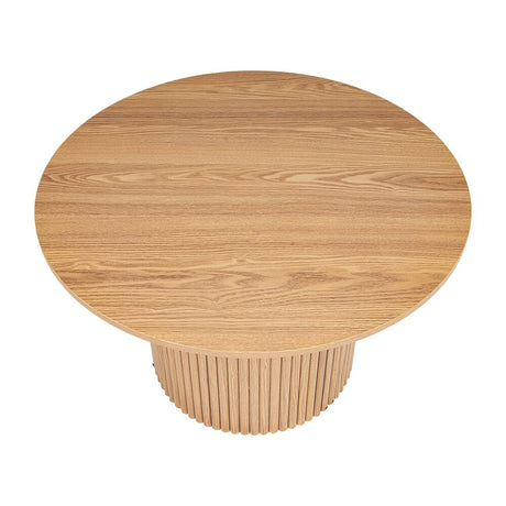 Luxe Ribbed Texture Wooden Coffee Table — Natural and Black — Allure Home Collections