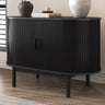 Mid-Century Ribbed Sideboard Cabinet — Natural Wood Top, Vertical Ribbed Detail — Allure Home Collections