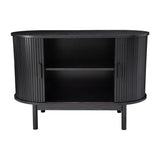 Mid-Century Ribbed Sideboard Cabinet — Natural Wood Top, Vertical Ribbed Detail — Allure Home Collections