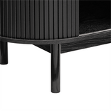 Mid-Century Ribbed Sideboard Cabinet — Natural Wood Top, Vertical Ribbed Detail — Allure Home Collections