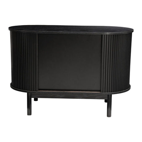 Mid-Century Ribbed Sideboard Cabinet — Natural Wood Top, Vertical Ribbed Detail — Allure Home Collections