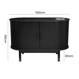 Mid-Century Ribbed Sideboard Cabinet — Natural Wood Top, Vertical Ribbed Detail — Allure Home Collections