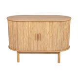 Mid-Century Ribbed Sideboard Cabinet — Natural Wood Top, Vertical Ribbed Detail — Allure Home Collections