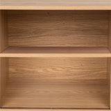 Mid-Century Ribbed Sideboard Cabinet — Natural Wood Top, Vertical Ribbed Detail — Allure Home Collections