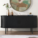 Ribbed Ripple Sideboard with Sliding Doors — Oval Silhouette, Metal Legs — Allure Home Collections