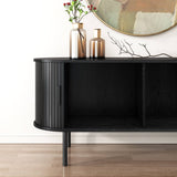 Ribbed Ripple Sideboard with Sliding Doors — Oval Silhouette, Metal Legs — Allure Home Collections