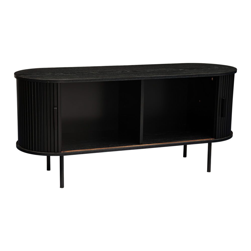 Ribbed Ripple Sideboard with Sliding Doors — Oval Silhouette, Metal Legs — Allure Home Collections