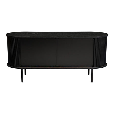 Ribbed Ripple Sideboard with Sliding Doors — Oval Silhouette, Metal Legs — Allure Home Collections