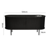 Ribbed Ripple Sideboard with Sliding Doors — Oval Silhouette, Metal Legs — Allure Home Collections