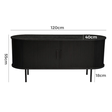 Ribbed Ripple Sideboard with Sliding Doors — Oval Silhouette, Metal Legs — Allure Home Collections