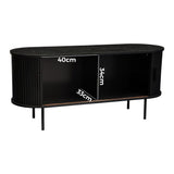 Ribbed Ripple Sideboard with Sliding Doors — Oval Silhouette, Metal Legs — Allure Home Collections