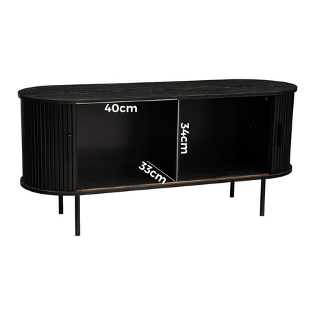 Ribbed Ripple Sideboard with Sliding Doors — Oval Silhouette, Metal Legs — Allure Home Collections