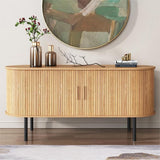 Ribbed Ripple Sideboard with Sliding Doors — Oval Silhouette, Metal Legs — Allure Home Collections