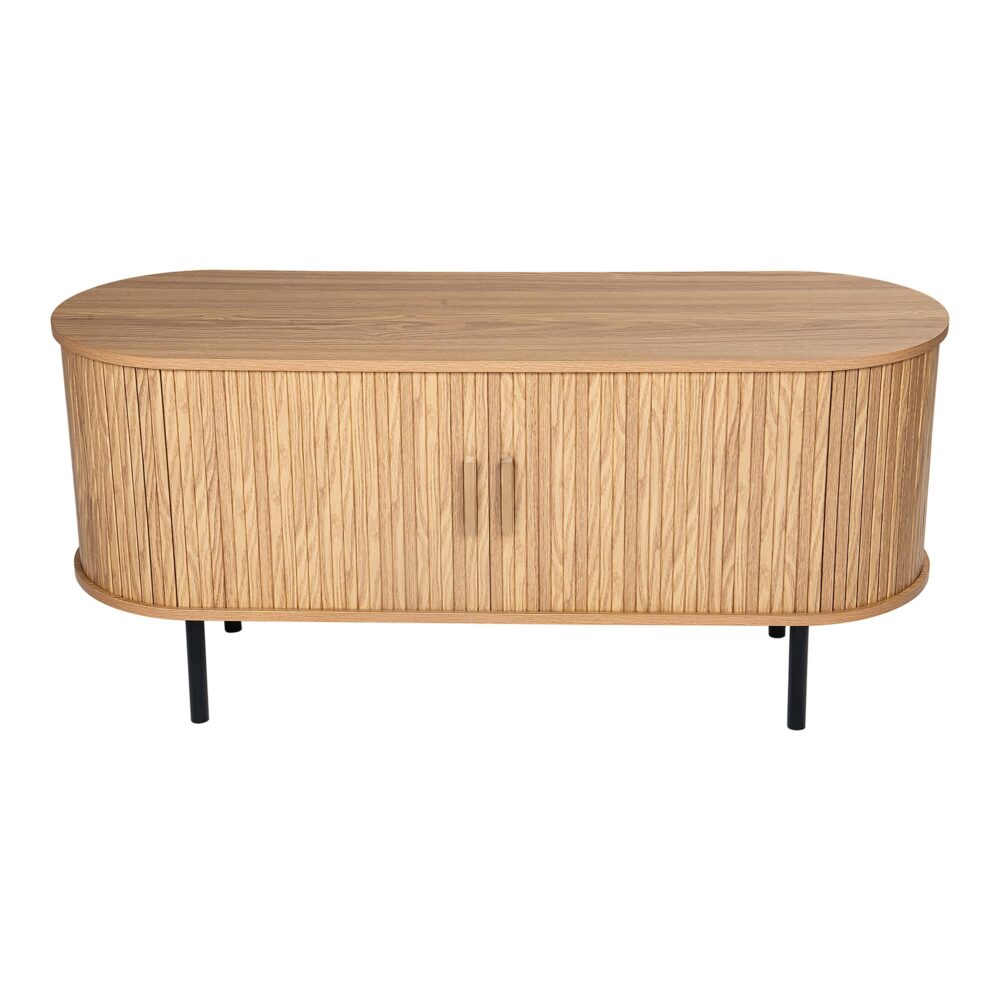 Ribbed Ripple Sideboard with Sliding Doors — Oval Silhouette, Metal Legs — Allure Home Collections