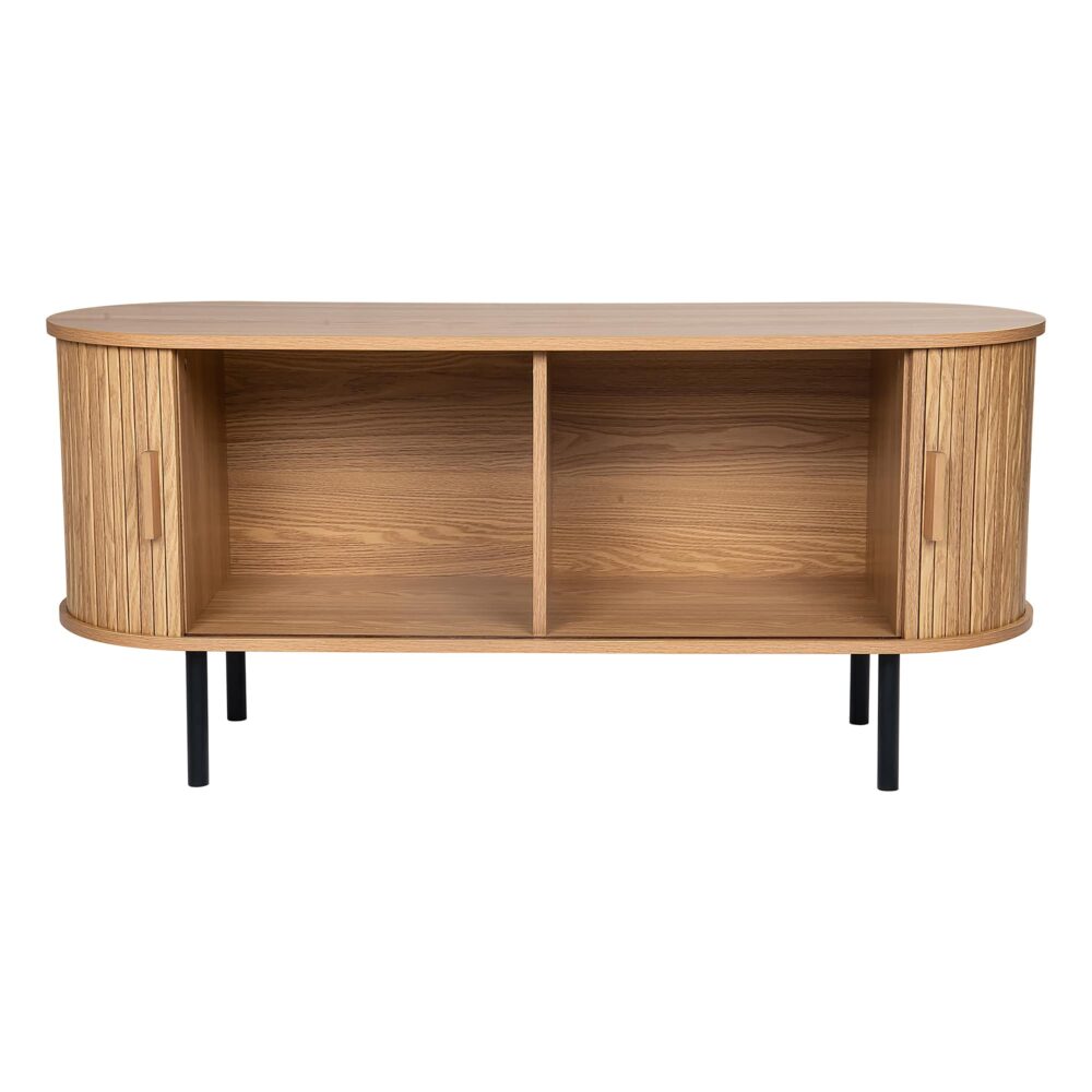 Ribbed Ripple Sideboard with Sliding Doors — Oval Silhouette, Metal Legs — Allure Home Collections