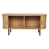 Ribbed Ripple Sideboard with Sliding Doors — Oval Silhouette, Metal Legs — Allure Home Collections