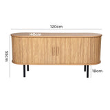 Ribbed Ripple Sideboard with Sliding Doors — Oval Silhouette, Metal Legs — Allure Home Collections