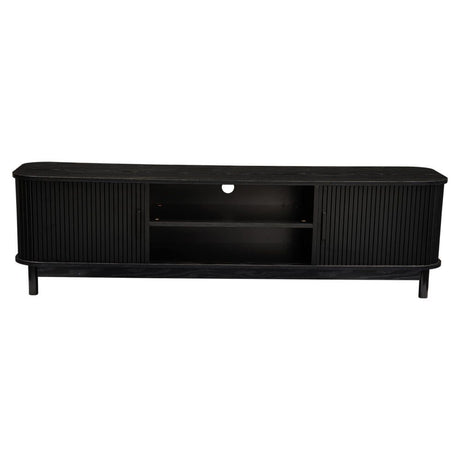 160cm Ribbed Entertainment Unit with Mid-Century and Open Storage — Allure Home Collections