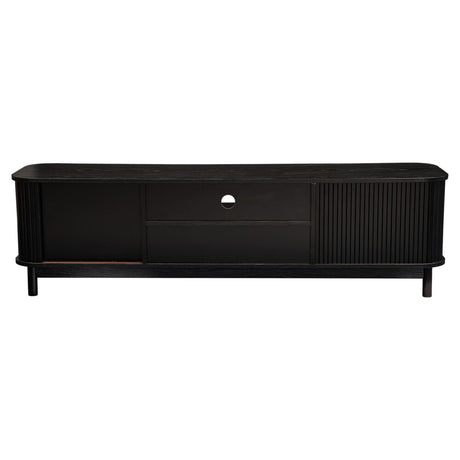 160cm Ribbed Entertainment Unit with Mid-Century and Open Storage — Allure Home Collections