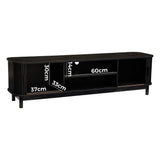160cm Ribbed Entertainment Unit with Mid-Century and Open Storage — Allure Home Collections