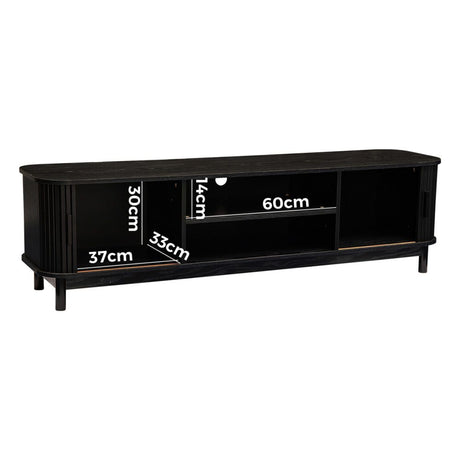 160cm Ribbed Entertainment Unit with Mid-Century and Open Storage — Allure Home Collections