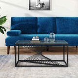 Eleganza Glass Enclave Coffee Table — Black Metal Frame with Toughened Safety Glass — Allure Home Collections