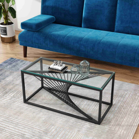 Glenburn Coffee Table, Glass Top Black Frame