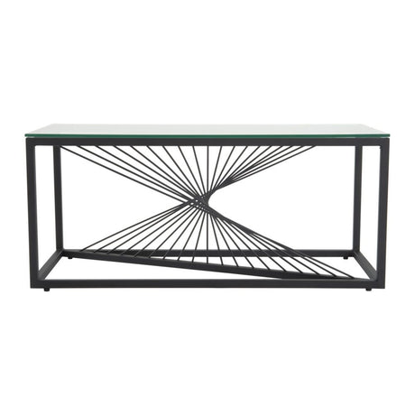 Eleganza Glass Enclave Coffee Table — Black Metal Frame with Toughened Safety Glass — Allure Home Collections