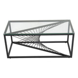 Eleganza Glass Enclave Coffee Table — Black Metal Frame with Toughened Safety Glass — Allure Home Collections