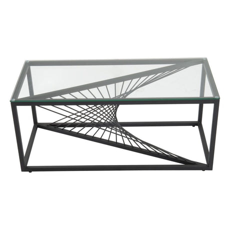 Eleganza Glass Enclave Coffee Table — Black Metal Frame with Toughened Safety Glass — Allure Home Collections