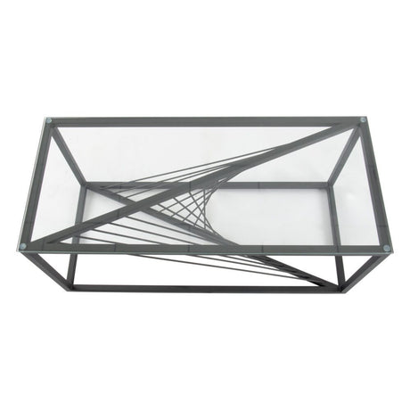 Eleganza Glass Enclave Coffee Table — Black Metal Frame with Toughened Safety Glass — Allure Home Collections