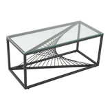 Eleganza Glass Enclave Coffee Table — Black Metal Frame with Toughened Safety Glass — Allure Home Collections