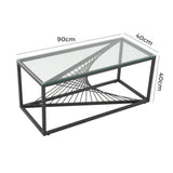 Eleganza Glass Enclave Coffee Table — Black Metal Frame with Toughened Safety Glass — Allure Home Collections