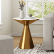 Como round side table with a gold pedestal and sintered stone top