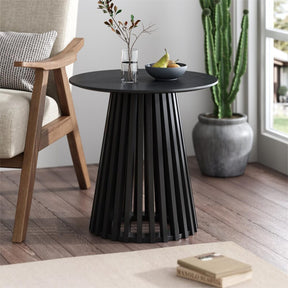 Turin charcoal black timber side table with a slatted base