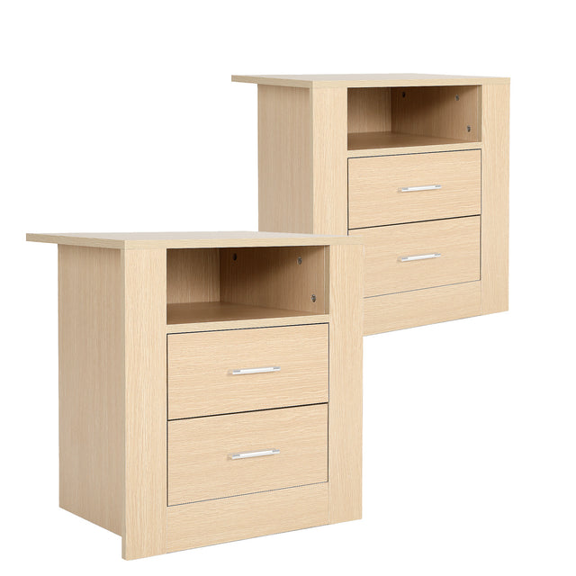Wardell 2 Drawer Bedside Table, Oak 2pcs