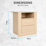 Wardell 2 Drawer Bedside Table, Oak 2pcs