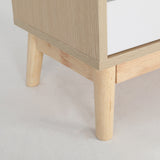 Suffolk Park oak two drawer bedside tables shown as a matching pair in a warm bedroom