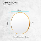 Wall Mirror Round Aluminum Frame Bathroom 50cm GOLD