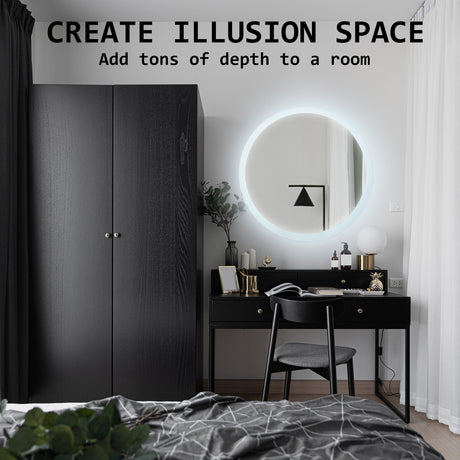 2 Set LED Wall Mirror Round Anti-Fog Bathroom 70cm