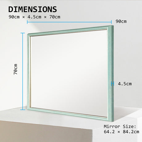 Wall Mirror Rectangular Frame Bathroom 70x90cm Turquoise