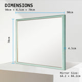 2 Set Wall Mirror Rectangular Frame Bathroom 70x90cm Turquoise