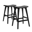 Blairgowrie black PU leather and plywood wooden bar stool 2pcs set in a minimalist kitchen