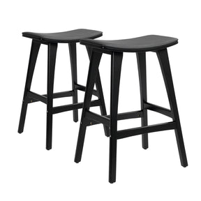 Blairgowrie black PU leather and plywood wooden bar stool 2pcs set in a minimalist kitchen