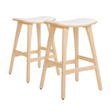 KANSO wooden bar stool set of 2 with padded seat and footrest — Allure Home Collections