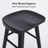 La Bella FRIDA Black Pine Wood Bar Stools
