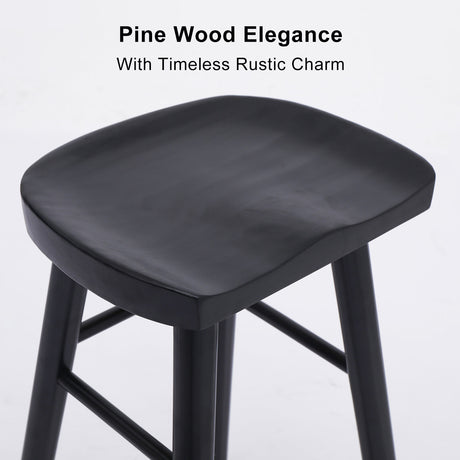 La Bella FRIDA Black Pine Wood Bar Stools