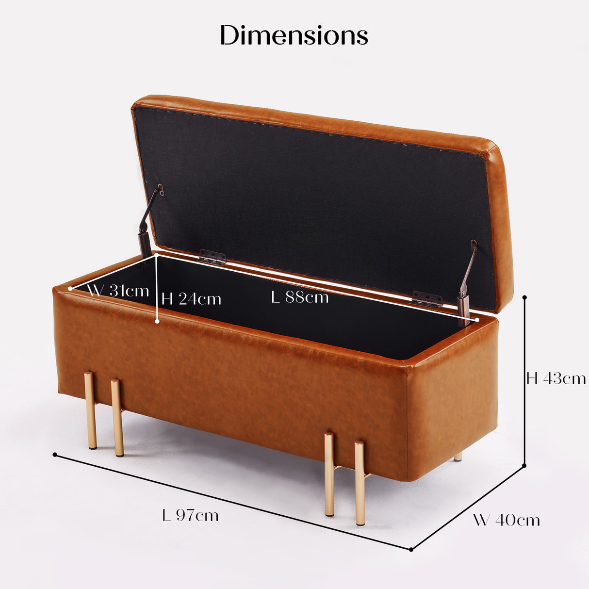 La Bella Brown PU Leather Storage Ottoman